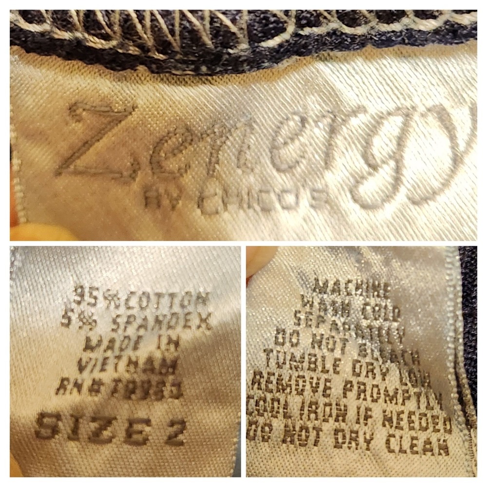 Zenergy Chico's Size 2 Women's Large Dark Wash Denim Skirt Elastic Waist Stretch - Picture 3 of 8